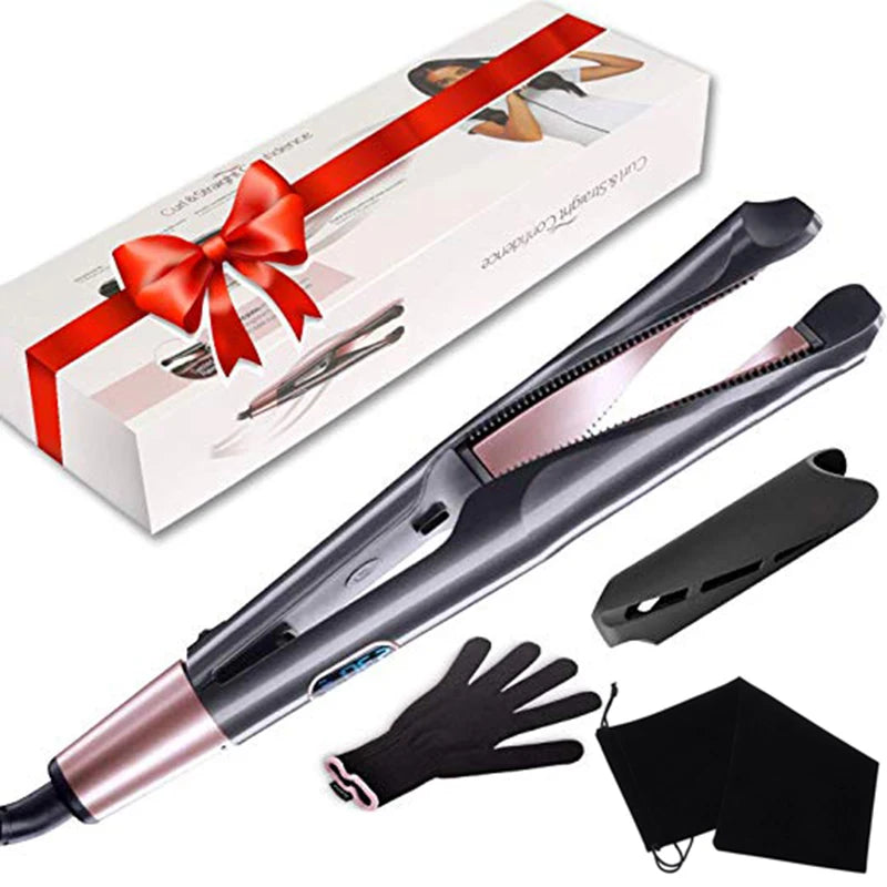 2 In 1 Hair Straightening Curling Iron Professional Ceramic Flat Irons